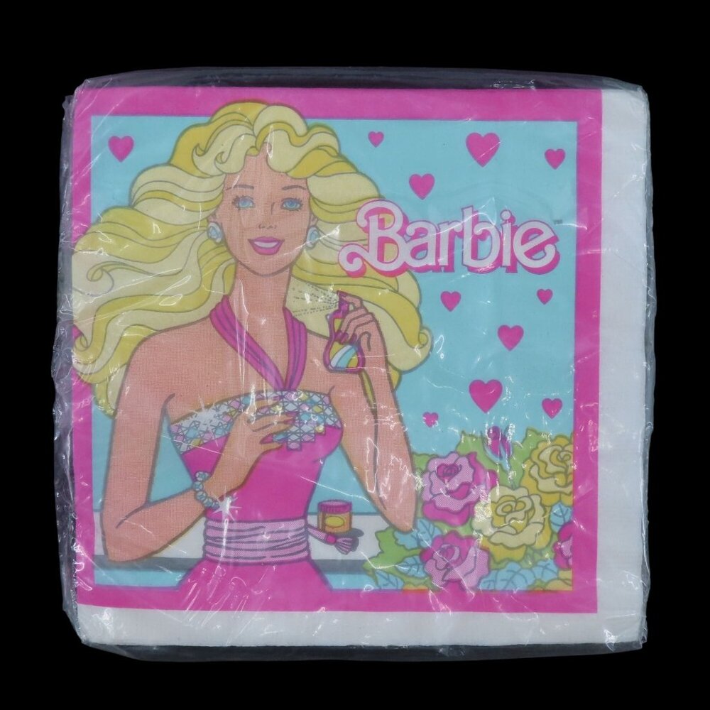 VTG Unique Industries Barbie 1989 Luncheon Napkins 16ct 13in x 13in NEW Sealed
